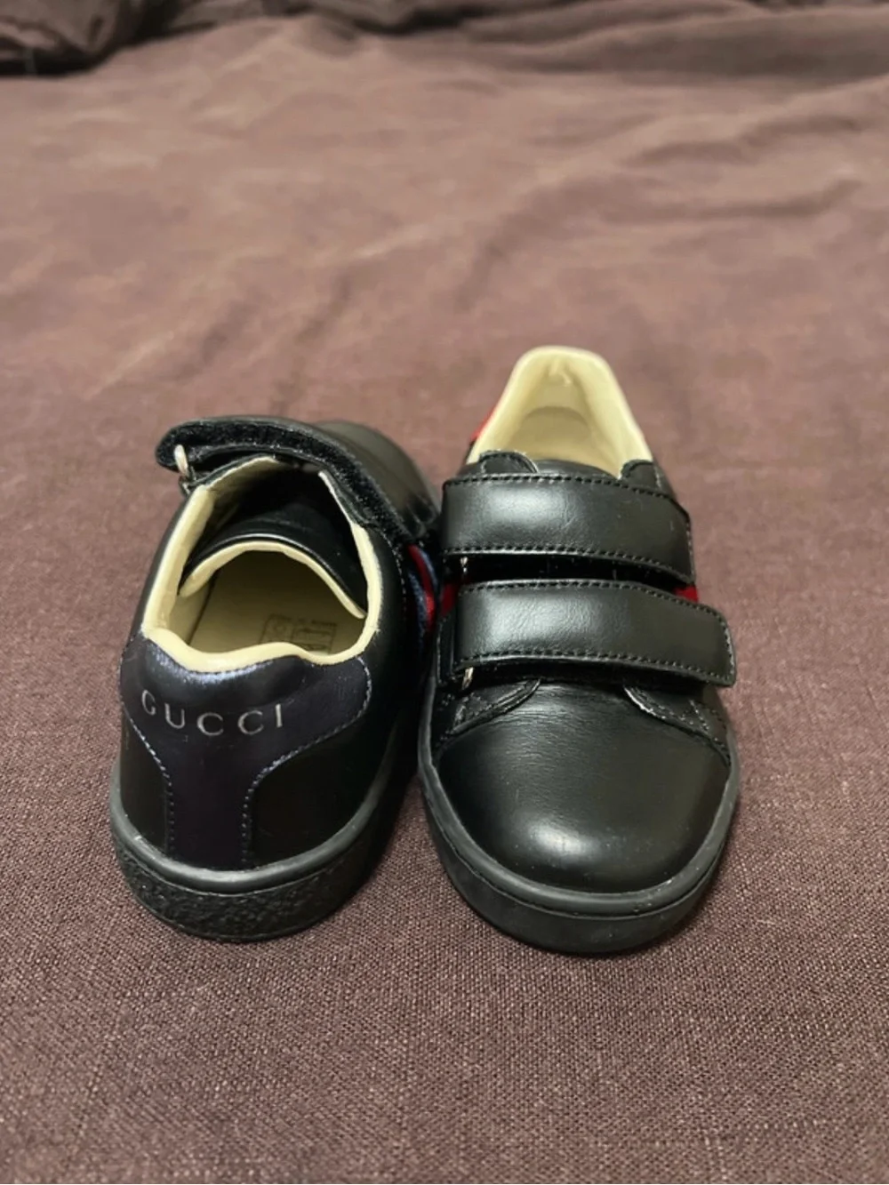 Gucci Kids Black Leather Velcro Dress Shoes